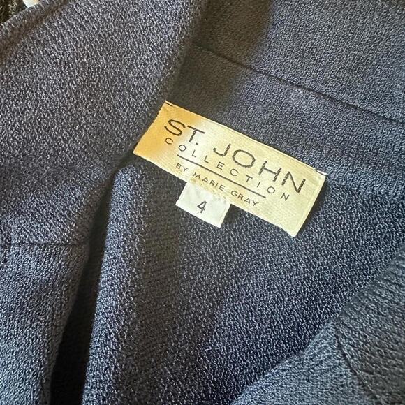 St John Navy Blue Knit Blazer with Gold Buttons - Picture 5 of 5